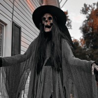 Haunted Hill Farm 75Ft Tall Macabre Skeleton Witch Motionactivated Talking Halloween Animatronic For Indoor Or Covered Outd