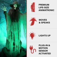 Haunted Hill Farm 75Ft Tall Macabre Skeleton Witch Motionactivated Talking Halloween Animatronic For Indoor Or Covered Outd