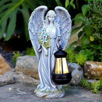 Vchymm Solar Angel Outdoor Garden Decor Statues 132 Inches Solar Outdoor Sculptures For Outside Yard Art Patio Balcony Front