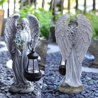 Vchymm Solar Angel Outdoor Garden Decor Statues 132 Inches Solar Outdoor Sculptures For Outside Yard Art Patio Balcony Front