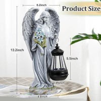 Vchymm Solar Angel Outdoor Garden Decor Statues 132 Inches Solar Outdoor Sculptures For Outside Yard Art Patio Balcony Front