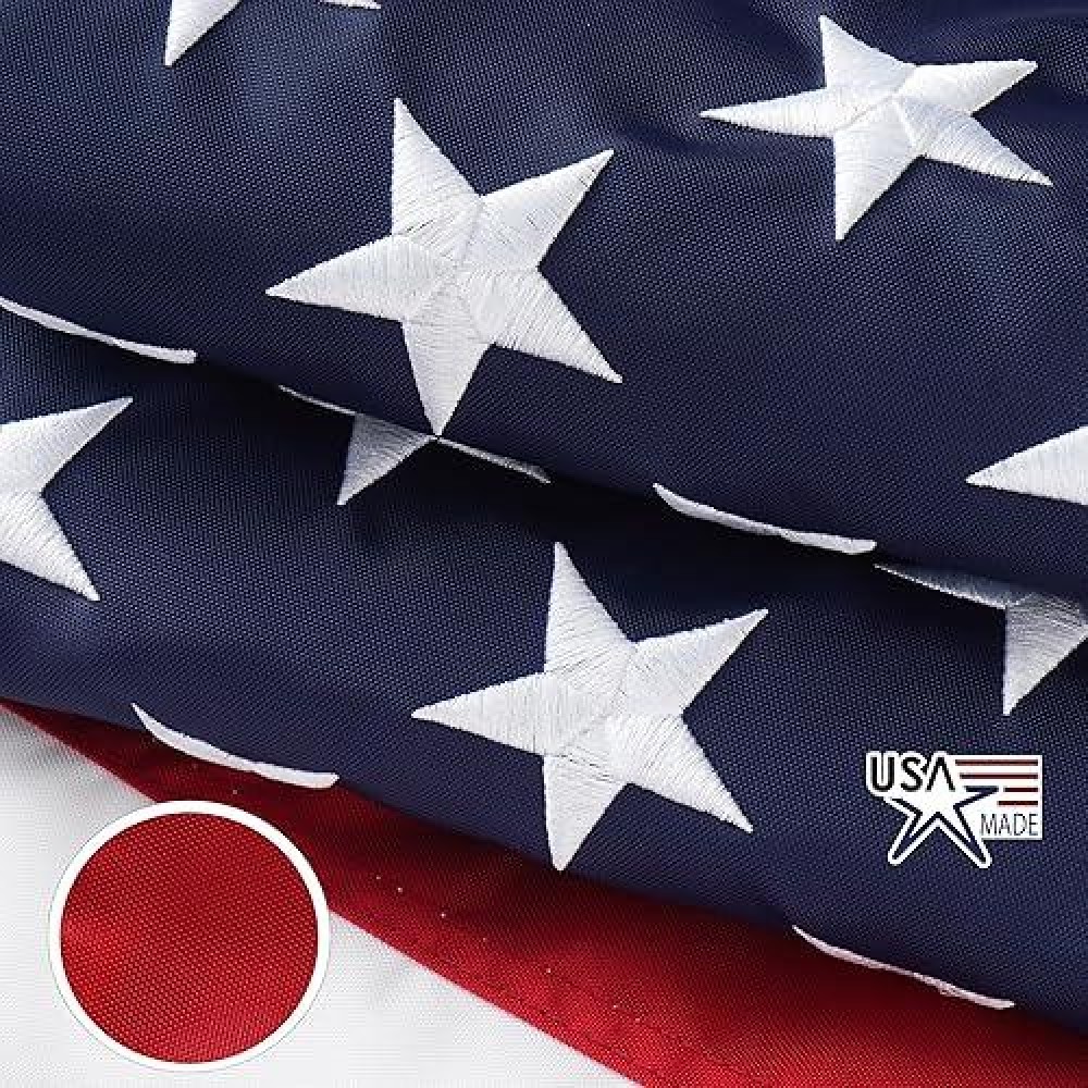 Syii American Flag 3X5 Ft Made In Usa Tearproof Series For Outside  Heavy Duty Super Tough Spun Polyester All Weather Us Flag For High Wind  Embroidered Stars Sewn Stripes And 2 Brass Grommets