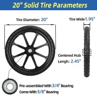 Gicool 20 Flat Free Tire And Wheel With 34 58 Bearing 245 Centered Hub Replacement Wheel For Rubbermaid Wheelbar