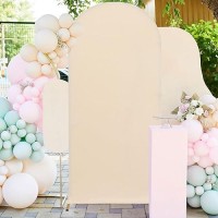 Spandex Fitted Arch Cover Backdrop Fabric Beige Chiara Arch Backdrop Cover 21X5Ft Round Top Wedding Arch Covers 2Sided Backdro