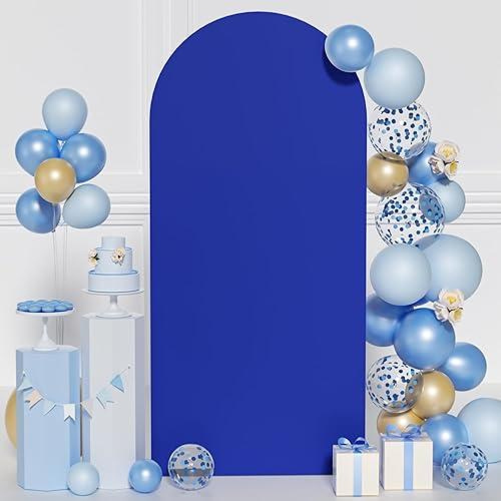 Blue Wedding Arch Cover Arch Backdrop Stand Cover 66Ft Arch Wall Backdrop Cover Fitted Spandex Arch Cover Fabric Round Top Chia