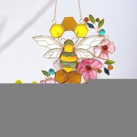 Diudiulyu Bee Ornament Suncatcher Stained Glass Window Hangings Suncatcher For Window Gifts For Beelovers Mothers