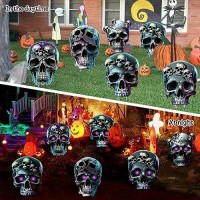 6 Pack Skull Halloween Decor Yard Signs With Stakes Halloween Decorations Outdoor Scary Silhouette With Glow In Dark Eyes For O