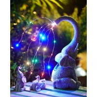 Goodeco Garden Elephant Statue Outdoor Elephant Gifts With Solar Watering Lights Siting Elephant Figurine Perfect For Yard P