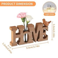 Marbrasse Desktop Wooden Home Sign Glass Planter Hydroponics Vase Planter Bulb Vase With Light Strip For Home Decoration Modern