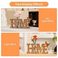 Marbrasse Desktop Wooden Home Sign Glass Planter Hydroponics Vase Planter Bulb Vase With Light Strip For Home Decoration Modern