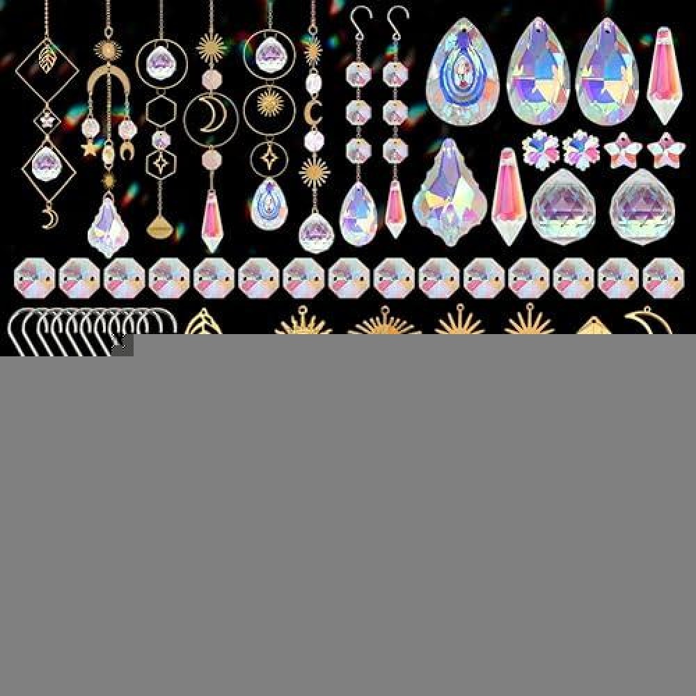 Hybeads 200 Pcs Diy Sun Catchers Making Kits Craft For Adults Crystal Suncatchers Supplies Stained Glass Window Hanging Prism Indoor Outdoor Garden Xmas Decor With Rainbow Maker Pendants Chains