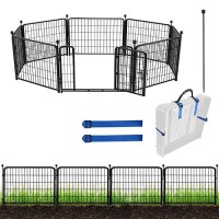 Adavin 24 Inh Garden Fence With Gate 8 Panels Total 20 Ftl Heavy Duty Iron Metal Animal Barrier Fence Dog Fence Outdoor F