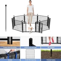 Adavin 24 Inh Garden Fence With Gate 8 Panels Total 20 Ftl Heavy Duty Iron Metal Animal Barrier Fence Dog Fence Outdoor F