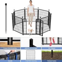 Adavin Metal Garden Fence With Gate 36 Inh 8 Panels Heavy Duty Iron Animal Barrier Fence Indoor Or Outdoor Dog Playpen Camp