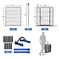 Adavin Metal Garden Fence With Gate 36 Inh 8 Panels Heavy Duty Iron Animal Barrier Fence Indoor Or Outdoor Dog Playpen Camp