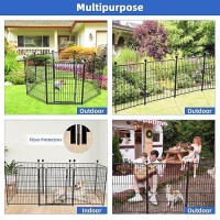 Adavin Metal Garden Fence With Gate 36 Inh 8 Panels Heavy Duty Iron Animal Barrier Fence Indoor Or Outdoor Dog Playpen Camp