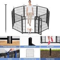 Adavin Tall Garden Fence With Gate 48 Inh 8 Panels Heavy Duty Iron Metal Animal Barrier Fence Indoor Dog Playpen Temporary