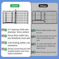 Adavin Tall Garden Fence With Gate 48 Inh 8 Panels Heavy Duty Iron Metal Animal Barrier Fence Indoor Dog Playpen Temporary