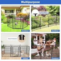 Adavin Tall Garden Fence With Gate 48 Inh 8 Panels Heavy Duty Iron Metal Animal Barrier Fence Indoor Dog Playpen Temporary