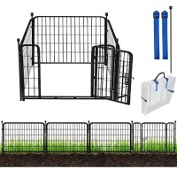 Adavin 24 Inh Garden Fence With Gate 4 Panels Total 10 Ftl Heavy Duty Iron Metal Animal Barrier Fence Camping Fence No D