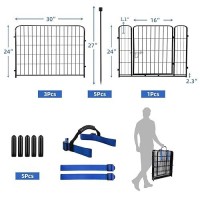 Adavin 24 Inh Garden Fence With Gate 4 Panels Total 10 Ftl Heavy Duty Iron Metal Animal Barrier Fence Camping Fence No D