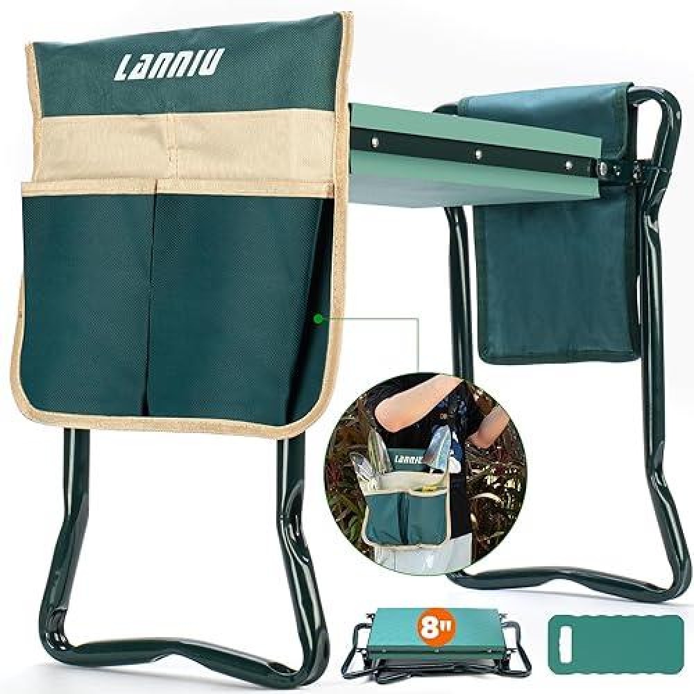 Lanniu Garden Kneeler And Seat Foldable Garden Stool Heavy Duty Garden Chair For Kneeling And Sitting Gardening Gifts For Wom