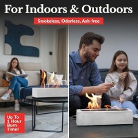 Houswise Tabletop Fire Pit - Concrete Outdoor & Indoor Fire Pit Tabletop  Smores Maker Kit  Table Top Firepit  Small Portable Mini Indoor Fireplace