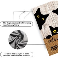 Black Cat House Flags 28X40 Halloween Garden Flag Cats Welcome People Tolerated Sign Outdoor Flags Double Sided For Outside Farm