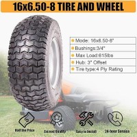 16X6508 Tire And Wheel Replacement For Riding Lawn Mower Garden Trailer Lawn Tractor 16X658 Tires On Rim Tubeless Front