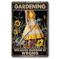 Crazysign Funny Garden Decor Garden Gifts Gardening Because Murder Is Wrong Metal Garden Sign Outdoor 12 X 8 263