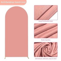 Aseem 6Ft Wedding Arch Cover Dusty Rose Fitted Spandex Cover 2Sided Round Top Chiara Backdrop Stand Covers For Party Ceremony