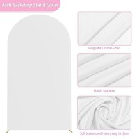 Aseem 72Ft Wedding Arch Cover White Fitted Spandex Cover 2Sided Round Top Chiara Backdrop Stand Covers For Party Ceremony Bir