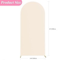 Aseem 6Ft Wedding Arch Cover Beige Fitted Spandex Cover 2Sided Round Top Chiara Backdrop Stand Covers For Party Ceremony Birth