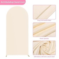 Aseem 6Ft Wedding Arch Cover Beige Fitted Spandex Cover 2Sided Round Top Chiara Backdrop Stand Covers For Party Ceremony Birth