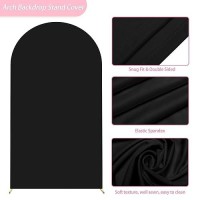 Aseem 72Ft Wedding Arch Cover Black Fitted Spandex Cover 2Sided Round Top Chiara Backdrop Stand Covers For Party Ceremony Bir