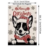 Christmas Garden Flag Hat Corgi Dog With Scarf Xmas Winter Holiday Decorations Burlap Vertical Double Sided Yard Lawn Outdoor De