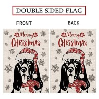 Christmas Garden Flag Hat Basset Hound Dog With Scarf Xmas Winter Holiday Decorations Burlap Vertical Double Sided Yard Lawn Out