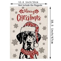 Christmas Garden Flag Hat Great Dane Dog With Scarf Xmas Winter Holiday Decorations Burlap Vertical Double Sided Yard Lawn Outdo