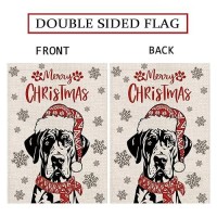 Christmas Garden Flag Hat Great Dane Dog With Scarf Xmas Winter Holiday Decorations Burlap Vertical Double Sided Yard Lawn Outdo