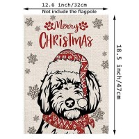 Christmas Garden Flag Hat Golden Doodle Dog With Scarf Xmas Winter Holiday Decorations Burlap Vertical Double Sided Yard Lawn Ou