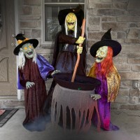 Haunted Hill Farm Motionactivated Wicked Sitchwick Sisters Plugin Talking Scare Halloween Animatronics For Indoor Or Covered