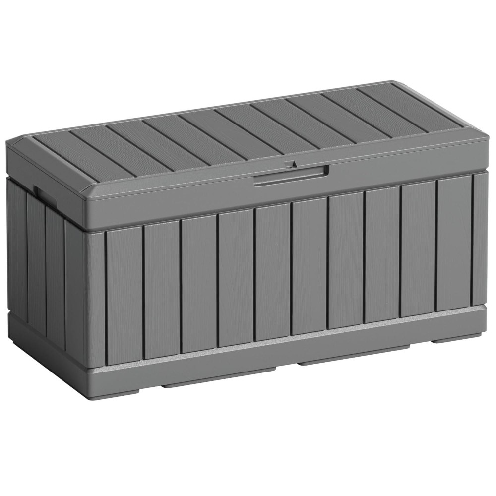 Greesum 82 Gallon Resin Deck Box Large Outdoor Storage For Patio Furniture Garden Tools Pool Supplies Weatherproof And Uv Res