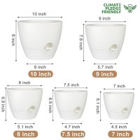 Qrrica Plant Pots 1098757 Inch Self Watering Pots Set Of 5 Plastic Planters With Drainage Holes And Saucers Plastic Flower