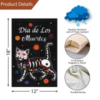 Louise Maelys Dia De Los Muertos Halloween Garden Flag 12X18 Double Sided Black Cat For Outside Mexican Fiesta Burlap Day Of Th