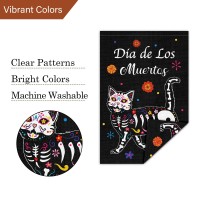 Louise Maelys Dia De Los Muertos Halloween Garden Flag 12X18 Double Sided Black Cat For Outside Mexican Fiesta Burlap Day Of Th