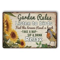 Garden Sign Funny Outdoor Garden Metal Tin Signs Retro Garden Rules Sign Vintage Garden Decor Patio Wall Decor Outdoor Yard Sign