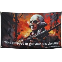 Zkflager Washington Stay Strapped Or Get Clapped Flag Cool Funny Flags For Room Guys Quote Meme Flags Banner 3X5 Feet College Do