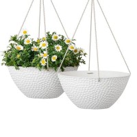 La Jolie Muse Hanging Planters For Outdoor Plants Large Hanging Planter With Drain Holes Outdoor Hanging Flower Pots White St