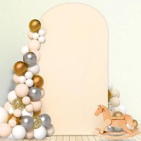 Modfuns Beige Arch Backdrop Cover 6.6Ft Wedding Arch Covers Chiara Arch Cover Backdrop Fabric Arch Covers Stretchy Backdrop Arch Backdrop Stand Cover For Birthday Party Garden Ornament