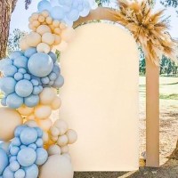 Modfuns Beige Arch Backdrop Cover 6.6Ft Wedding Arch Covers Chiara Arch Cover Backdrop Fabric Arch Covers Stretchy Backdrop Arch Backdrop Stand Cover For Birthday Party Garden Ornament